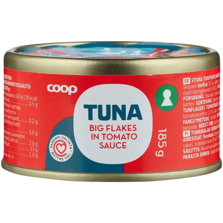Coop tonnikala hiutaleina tomaattikastikkeessa MSC 185 g