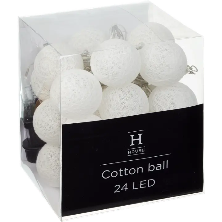 House Cotton ball ulkovalosarja 24 LED IP44, valkoinen