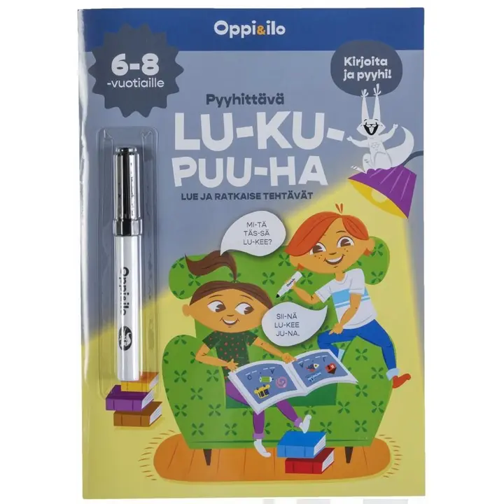 Asplund, Pyyhittävä LU-KU-PUU-HA -puuhakirja 6-8 v - Lue ja ratkaise tehtävät