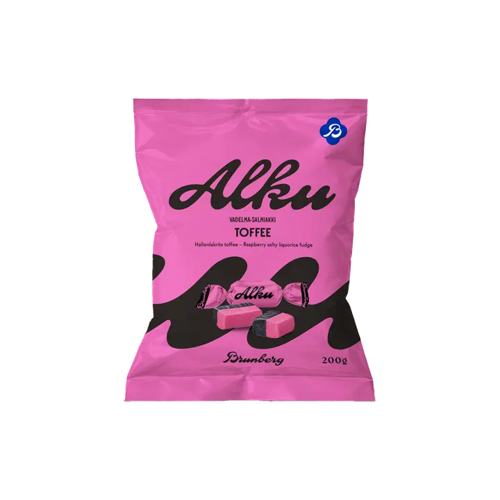 Brunberg Alku vadelma-salmiakki toffee 200g