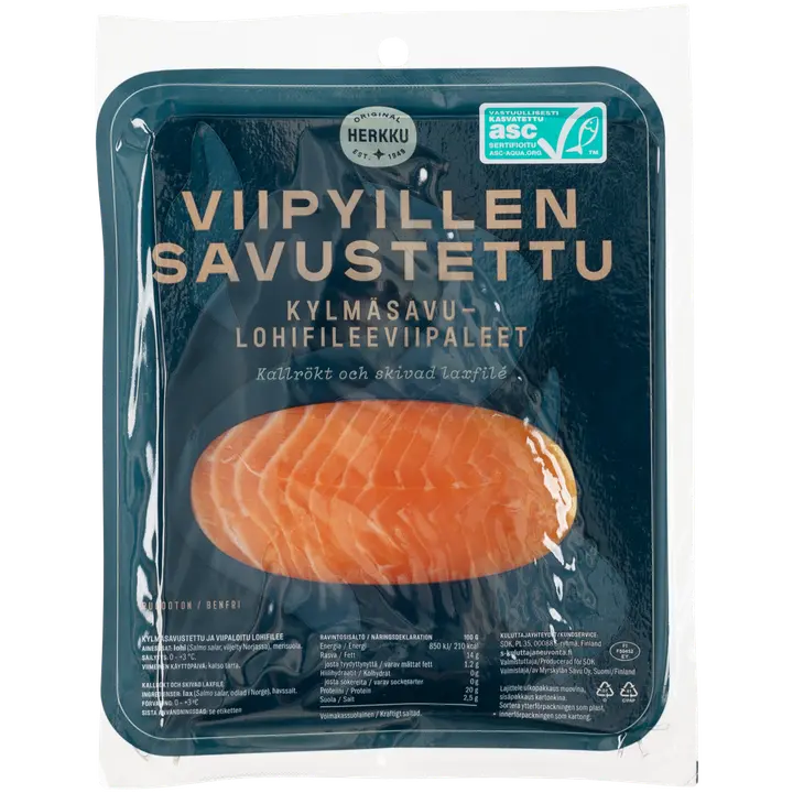 Herkku Viipyillen kylmäsavustetut lohiviipaleet