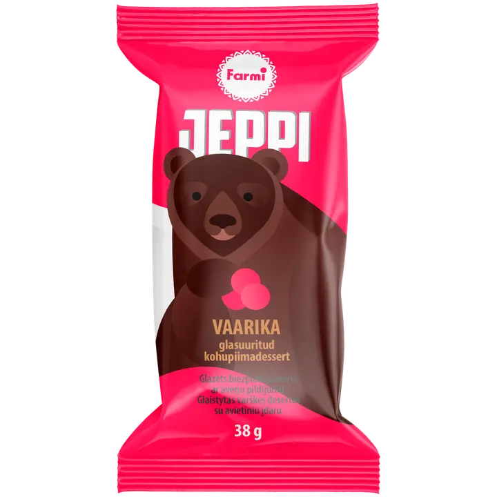Jeppi Vanillimaitseline glasuuritud dessert vaarikatäidisega, 38 g