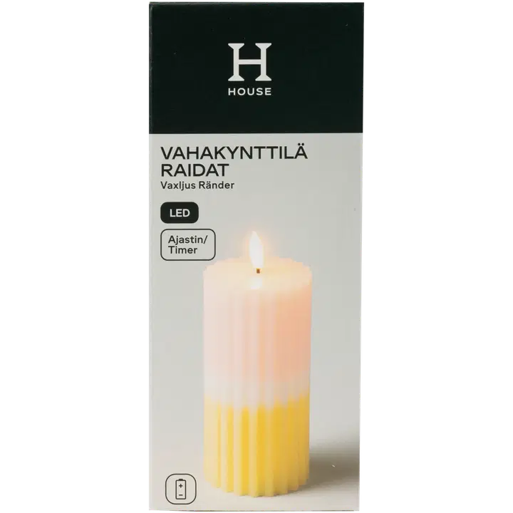 House LED-vaxljus Ränder 15 cm rosa