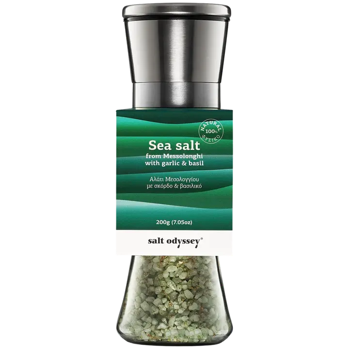 Salt Odyssey meresool küüslaugu ja basiilikuga veskis 180 g