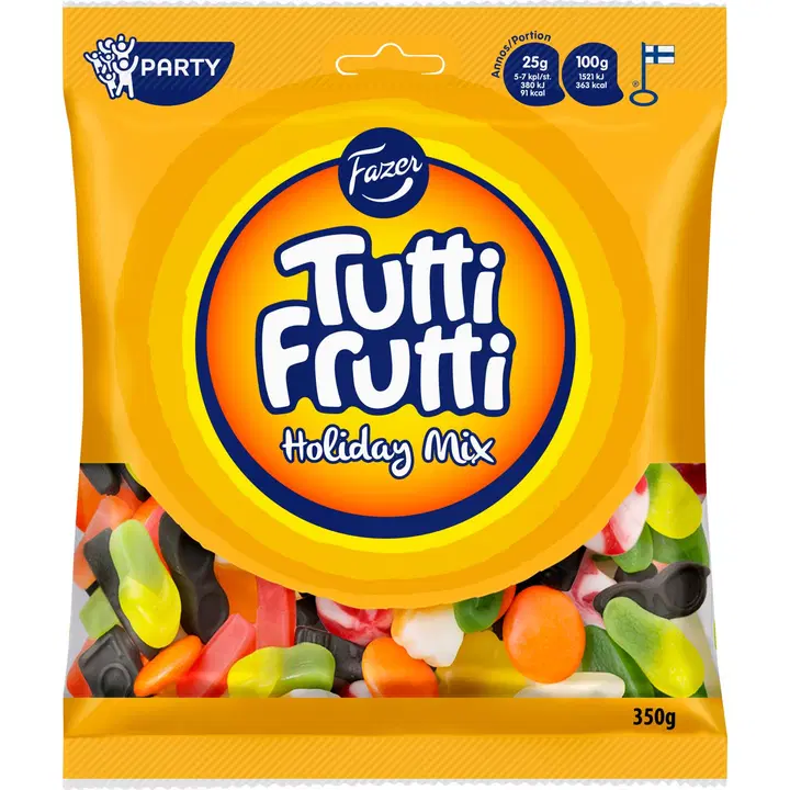 Fazer Tutti Frutti Holiday Mix karkkipussi 350g