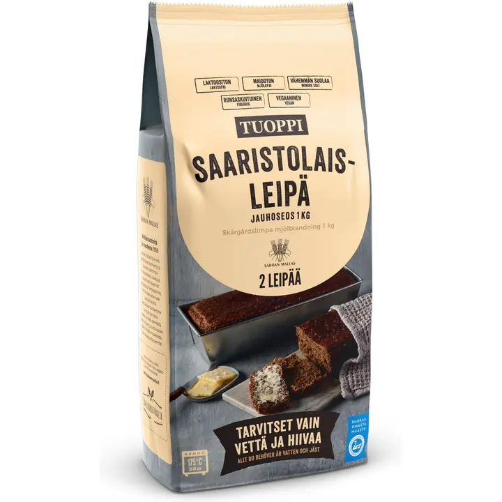 Tuoppi Saaristolaisleipä jauhoseos runsaskuituinen, vegaaninen 1 kg