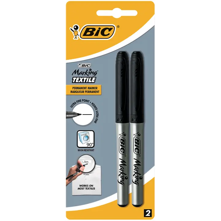 BIC tekstiilitussi 2kpl musta