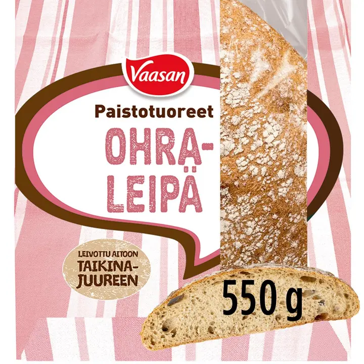 Vaasan Paistotuoreet Ohraleipä 550 g ohraleipä