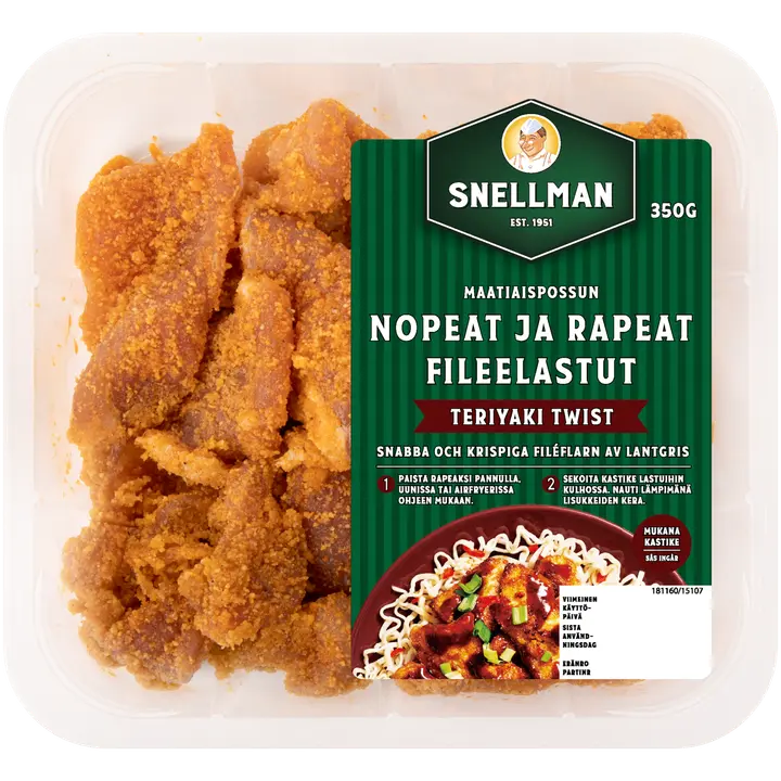 Snellman Maatiaispossun nopeat ja mureat fileelastut teriyaki twist 350 g