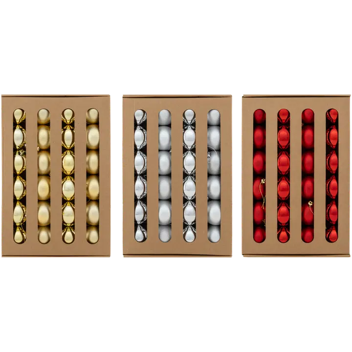 Joulupallo 6 cm 24 kpl, erilaisia