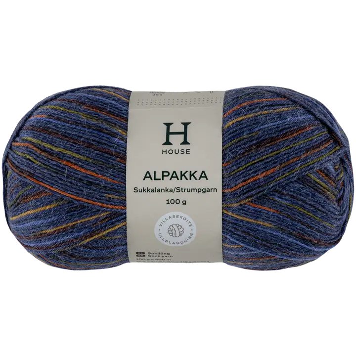 House sukkalanka Alpakka 100g CNE-1520 orange/green/brown stripes
