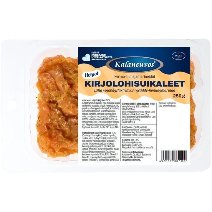 Kalaneuvos Kerma-hunajamarinoidut kirjolohisuikaleet, 250g