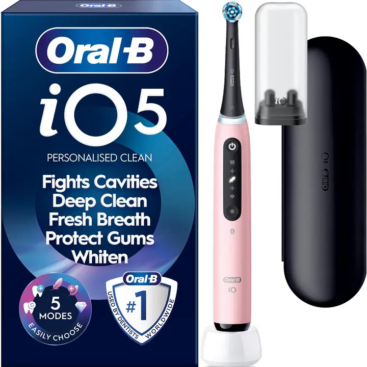 Oral-B iO5 Blush Pink sähköhammasharja +Travel Case+Refill Holder