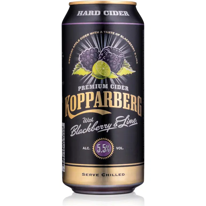 Kopparberg Hard Cider Blackberry & Lime 5,5%, Karhunvatukan & limen makuinen omenasiideri tölkki 44cl