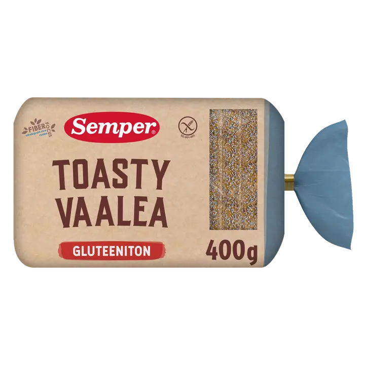 Semper Gluteeniton Toasty Vaalea, viipaloitu pakasteleipä 400g