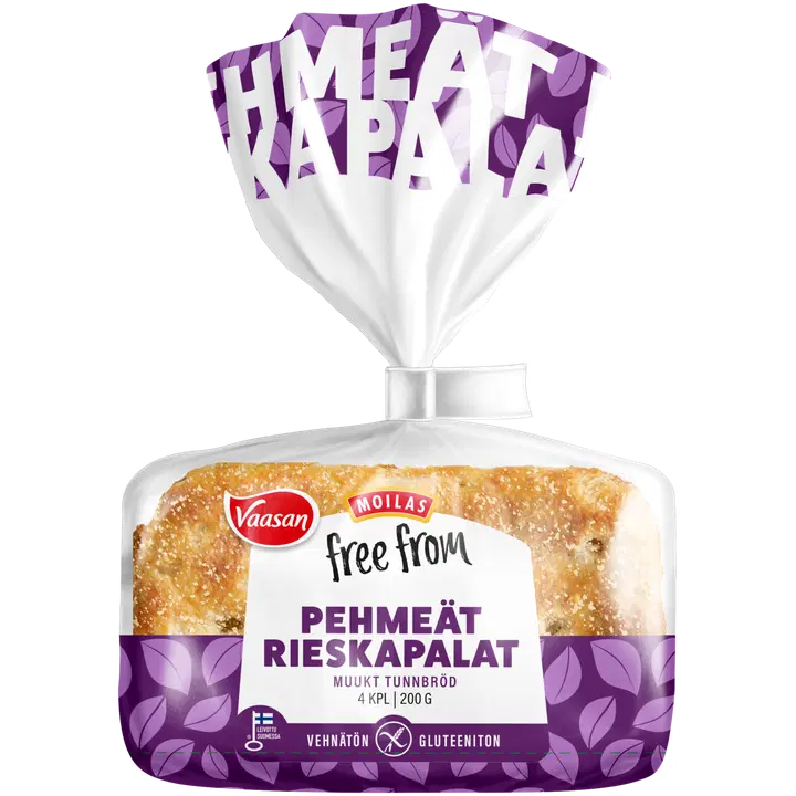 Vaasan Moilas Free From Pehmeät Rieskapalat  200 g 4 kpl gluteeniton rieska