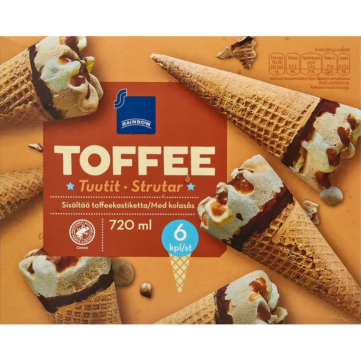 Rainbow 415g toffeetuutit 6kpl