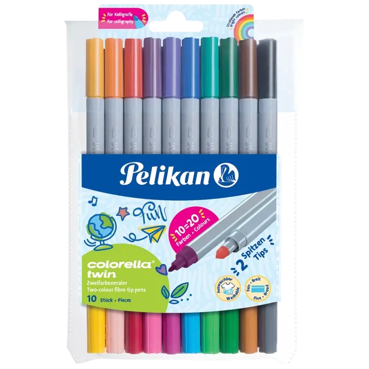 Viltpliiats 10+10 värvi 2 otsaga