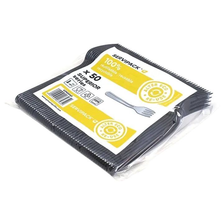 Servipack kahvel must PS(ekstra tugev) korduvkasutatav 50tk