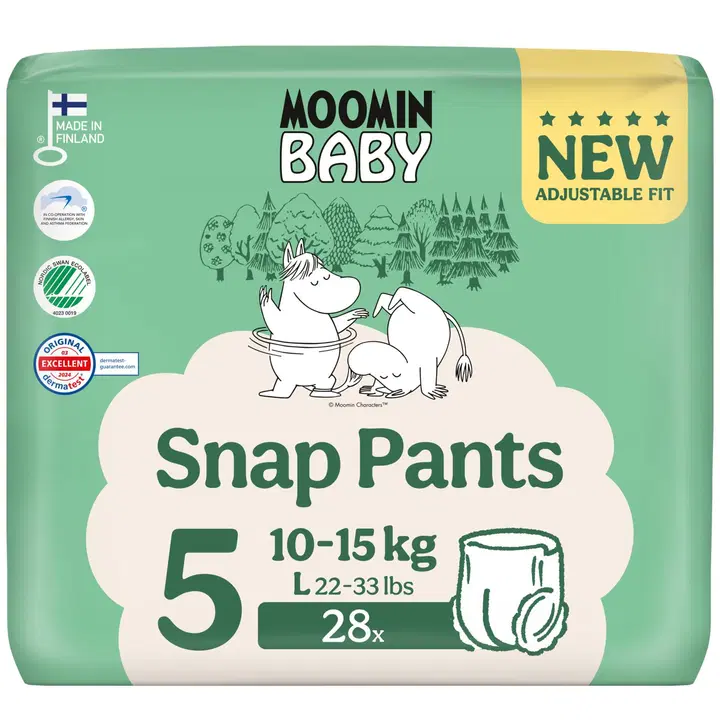 Moomin Baby Snap Pants housuvaippa 5-28 kpl, 10-15 kg