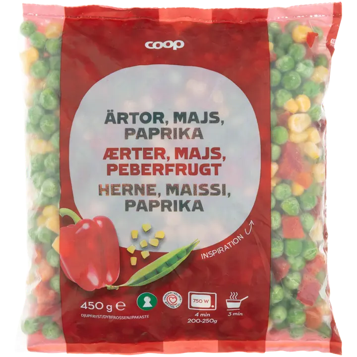 Coop herne-maissi-paprika 450 g pakaste