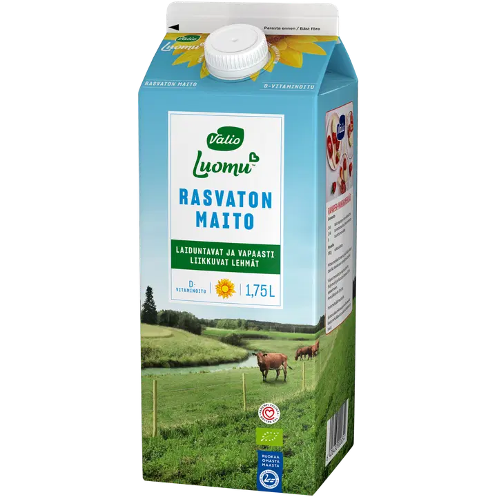 Valio Luomu™ D-vitaminoitu rasvaton maito 1,75 l