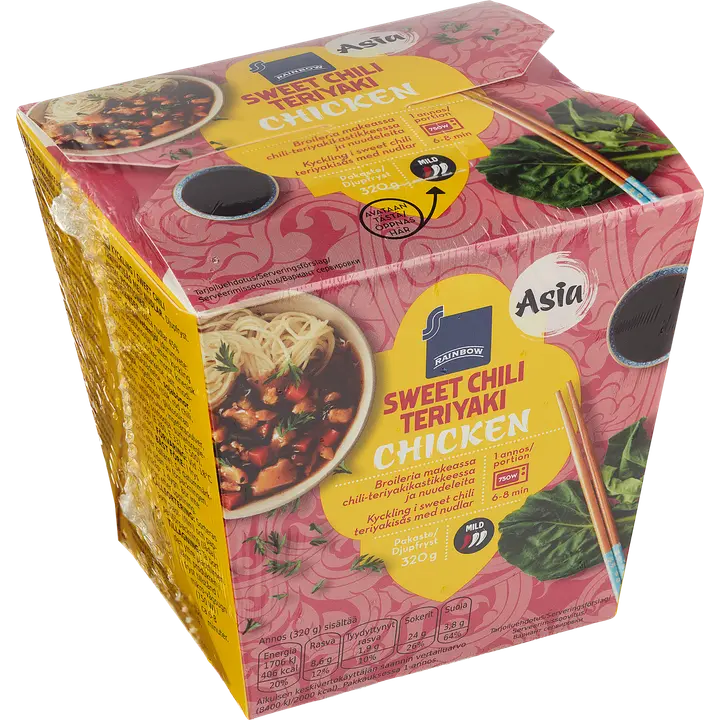 Rainbow 320g broileria makeassa chili-teriyakikastikkeessa ja nuudeleita pakaste