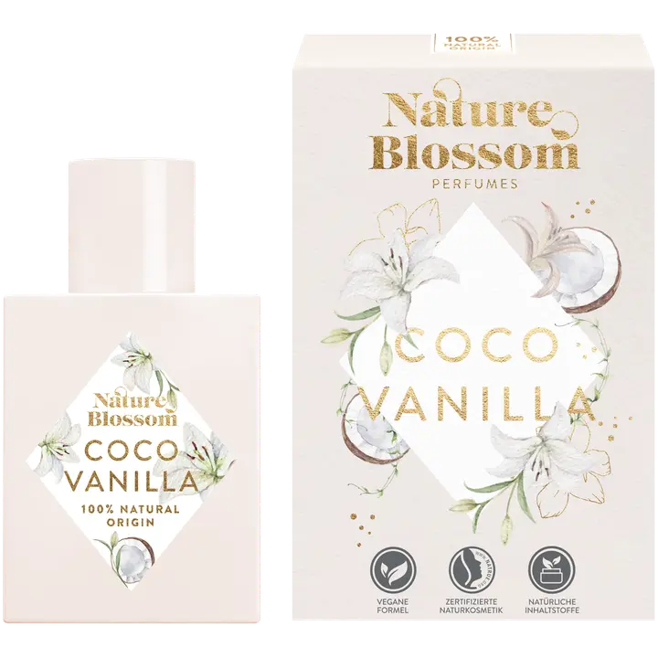 Nature Blossom Coco Vanilla EdP 50 ml, 100% luonnollista alkuperää, 100% vegaani, sertifioitu (www.natrue.org)