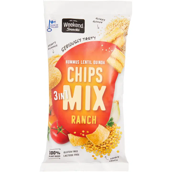 Weekend Snacks 3in1 Hummus-Linssi-Quinoa-sipsisekoitus, Ranch, 90g