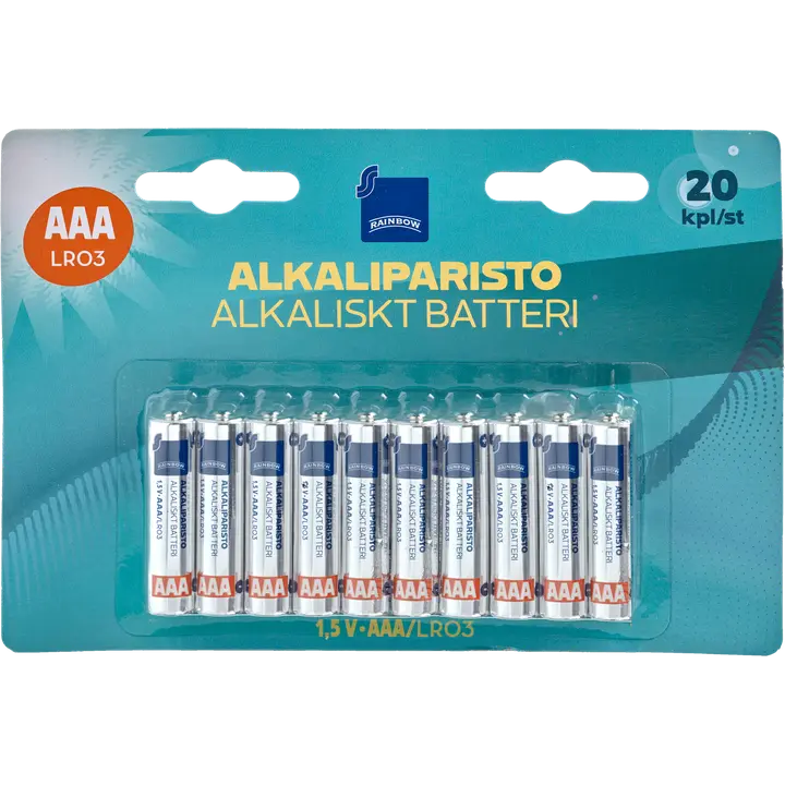 Rainbow alkaliparisto AAA/LR03 1,5V 20 kpl
