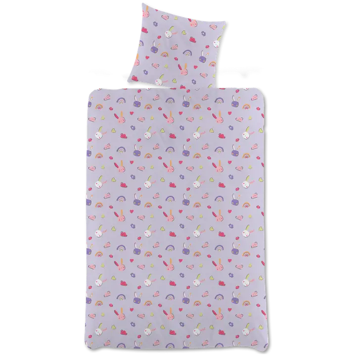 Ciraf lasten pussilakanasetti Bunny 120x160+40x60 cm lila