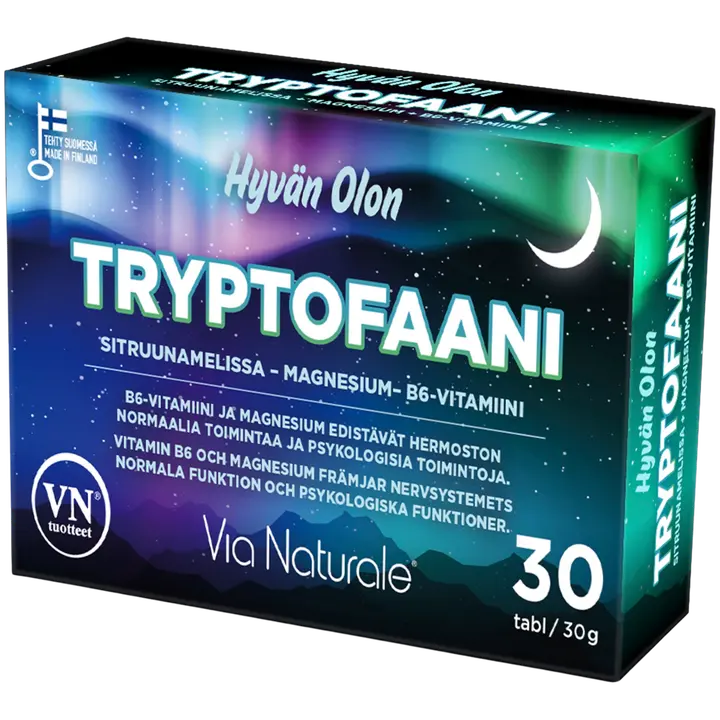 Hyvän Olon Tryptofaani, Sitruunamelissa-Magnesium+B6-vitamiini 30 tabl Via Naturale