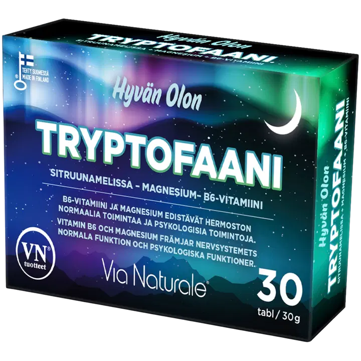 Hyvän Olon Tryptofaani, Sitruunamelissa-Magnesium+B6-vitamiini 30 tabl Via Naturale