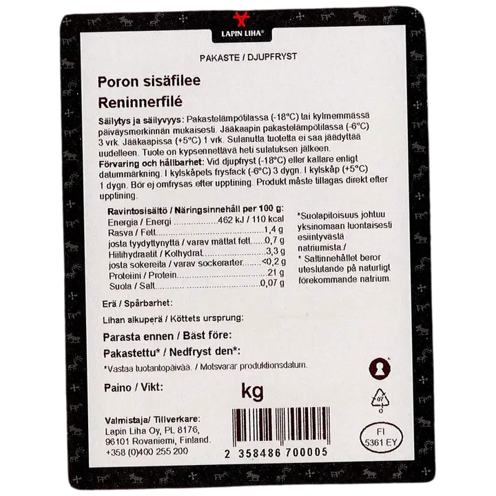 Lapin Liha Poron sisäfilee n. 350g pakaste