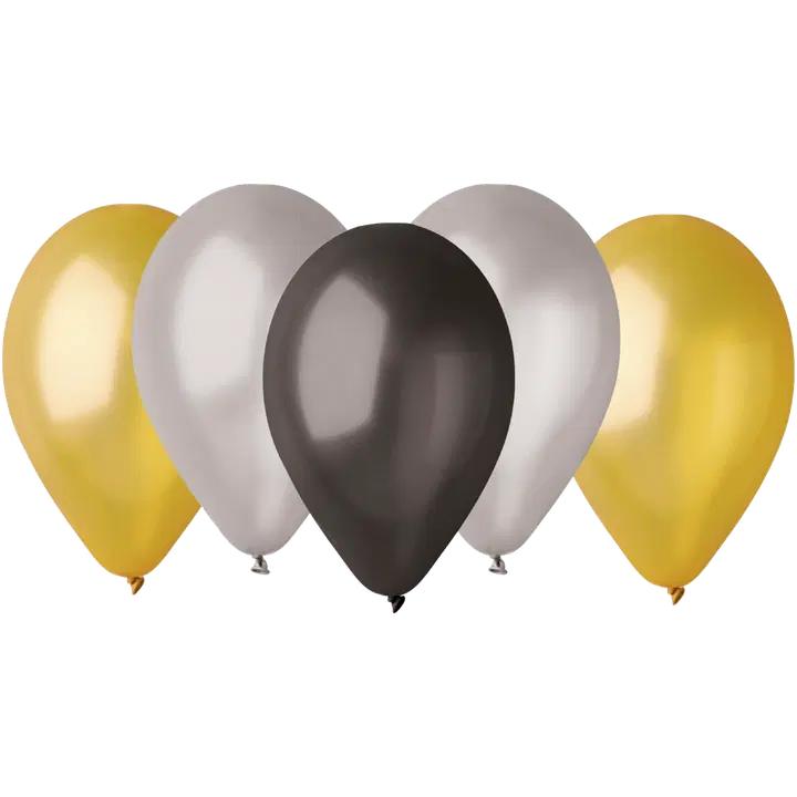 Juhlamaailma Ilmapallo musta, kulta ja hopea 5 kpl