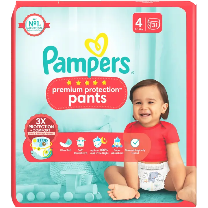 .Pampers Premium püksmähkmed 4, 9-15kg 31tk