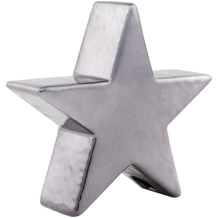 Pöytäkoriste keraaminen tähti hopeanvärinen