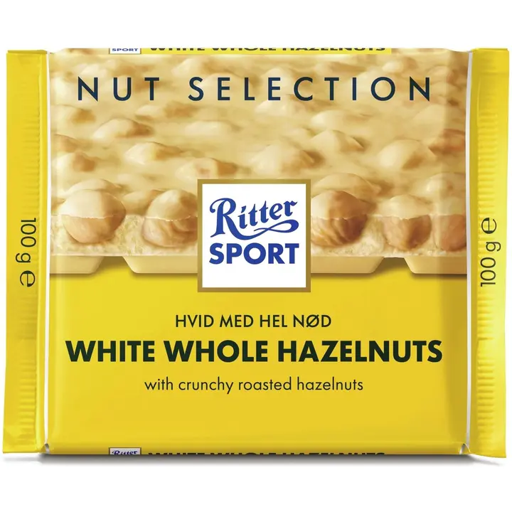 Ritter Sport valge šokolaad tervete metspähklitega 100g