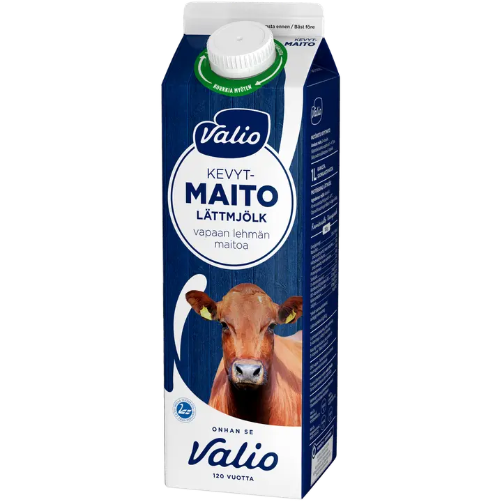Valio vapaan lehmän kevytmaito 1 l