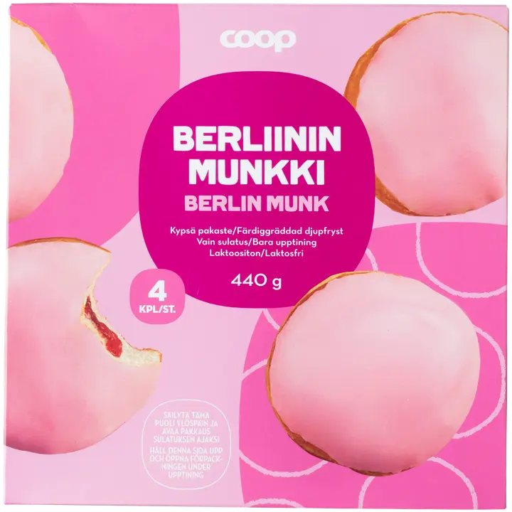 Coop berliininmunkki 4 kpl/440g pakaste