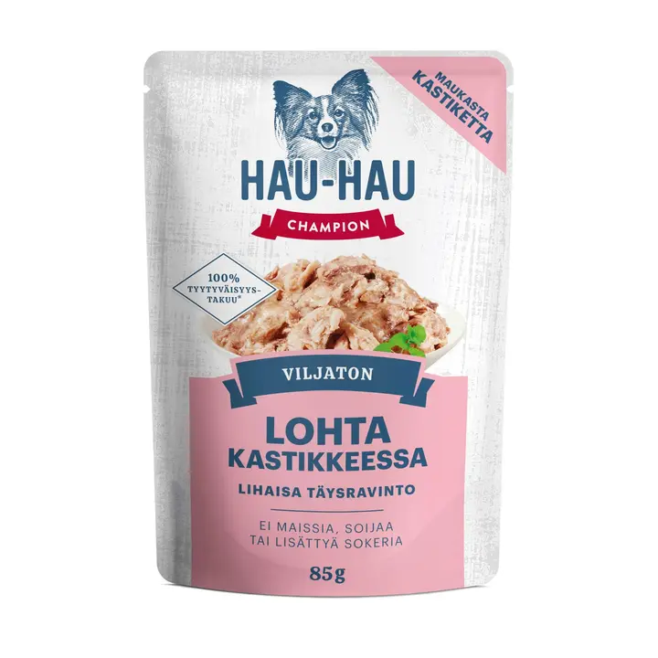 Hau-Hau Champion Viljaton lohta kastikkeessa annosateria täysravinto 85 g