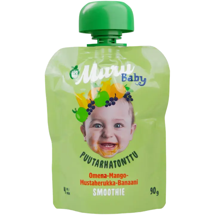 Muru Baby  Puutarhatonttu Smoothie 4 kk  omena-mango-mustaherukka-banaani 90 g