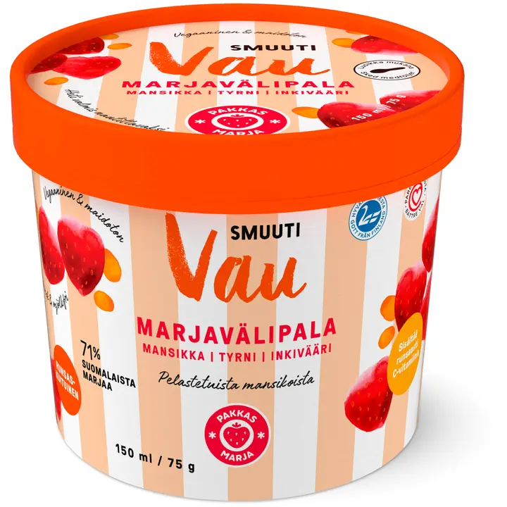 Pakkasmarja Smuuti Marjavälipala Mansikka, tyrni & inkivääri 150ml/75g