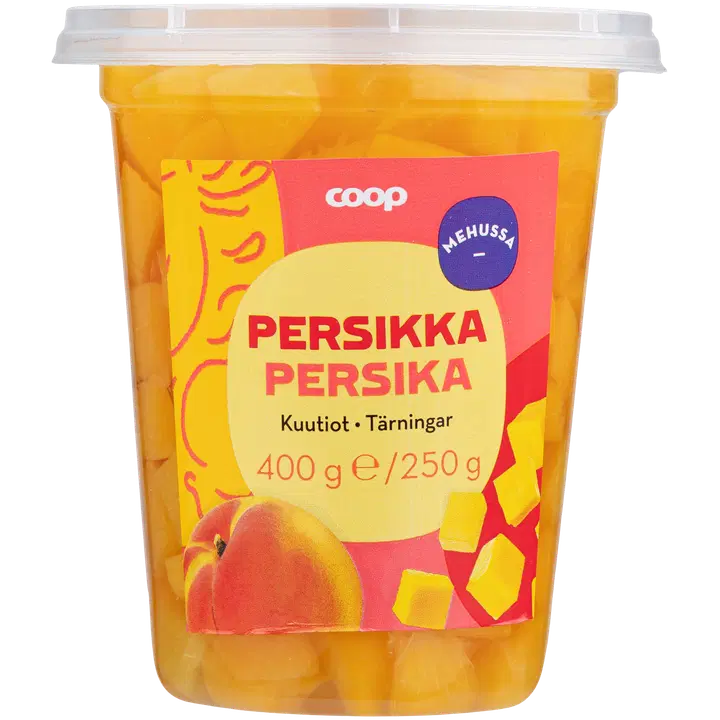 Coop persikkakuutiot mehussa 400/250 g