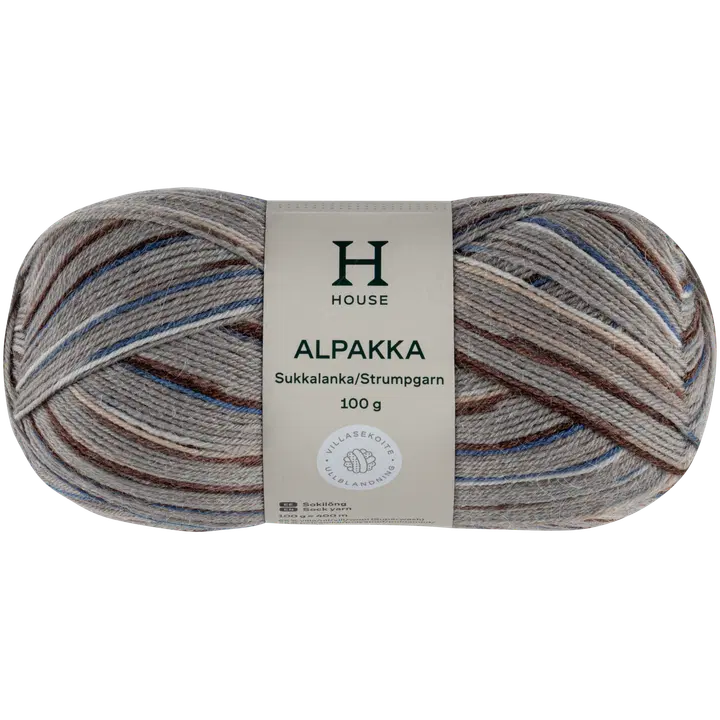 House sukkalanka Alpakka 100g CNE-1520 brown/blue/beige stripes