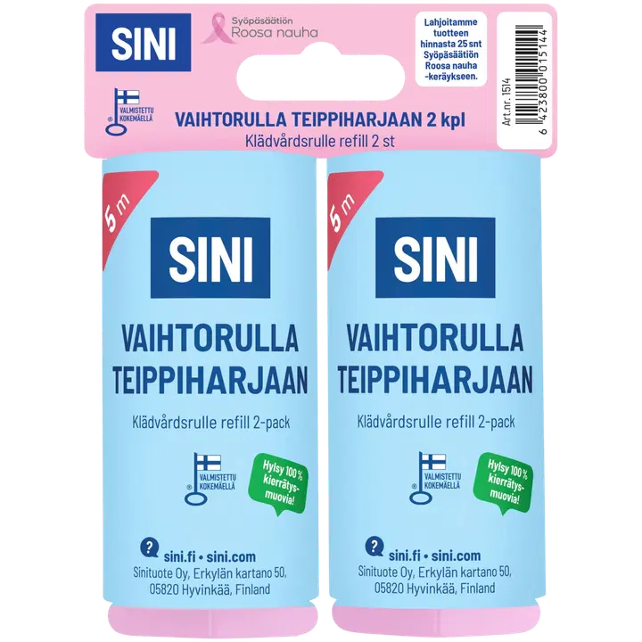 SINI Vaihtorulla teippiharjaan 2 kpl, Roosa nauha