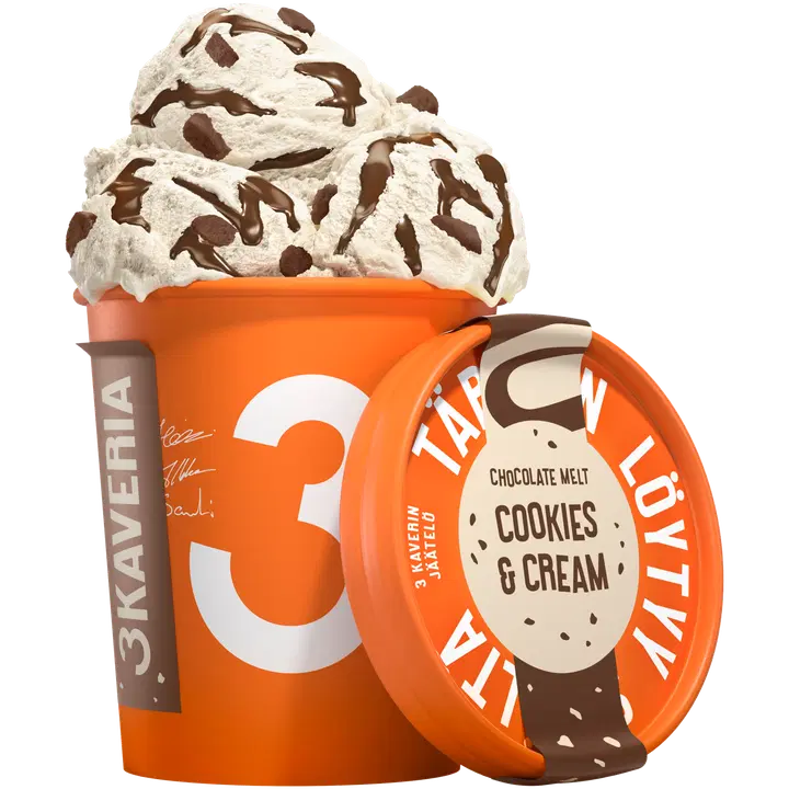 3 Kaveria Chocolate Melt Cookies & Cream jäätelö 500ml/400g