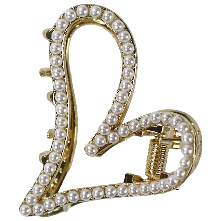 Accessories with Style Hiussolki sydän helmi  4,5cm
