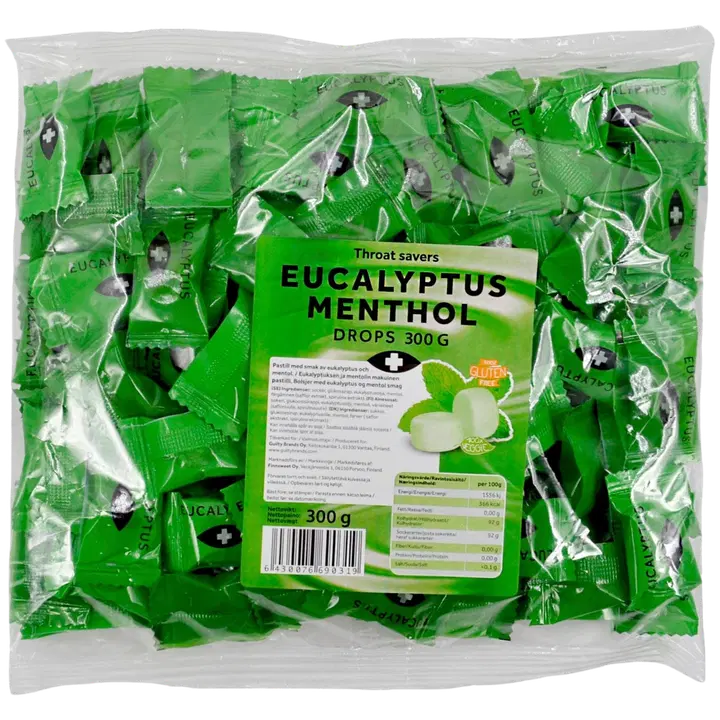 Finnsweet Kurkkupastilli eucalyptus-menthol 300g