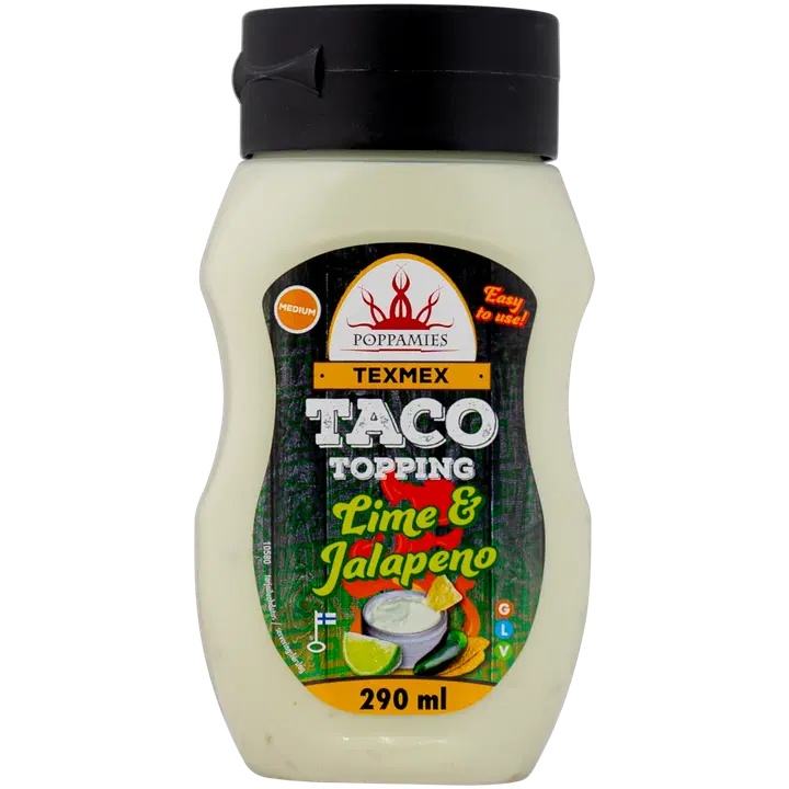 Poppamies Texmex Taco Topping Lime & Jalapeno maustekastike 290ml